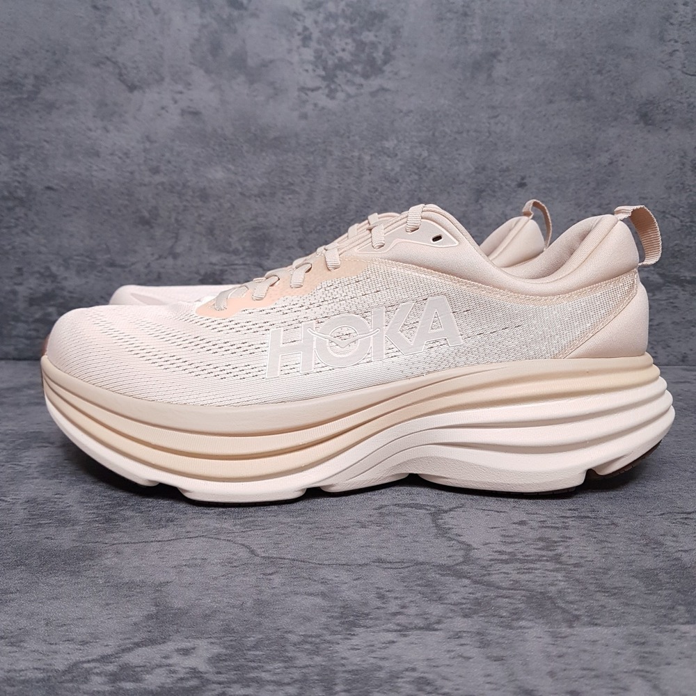 HOKA One One Bondi‎ 8 Running Shoes Mens Size 11.5 D Shifting Sand Vanilla